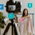 Woman live streaming for online shopping campaign